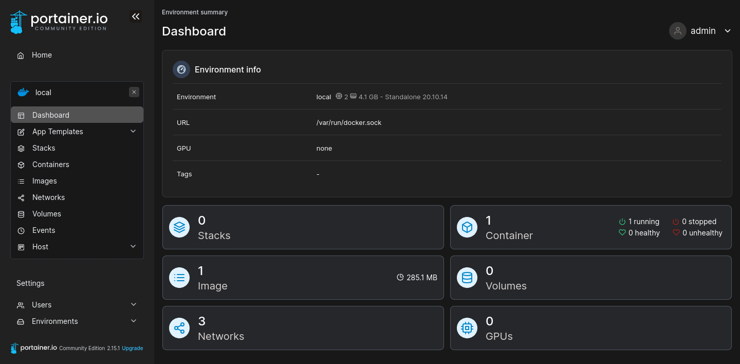 Local dashboard