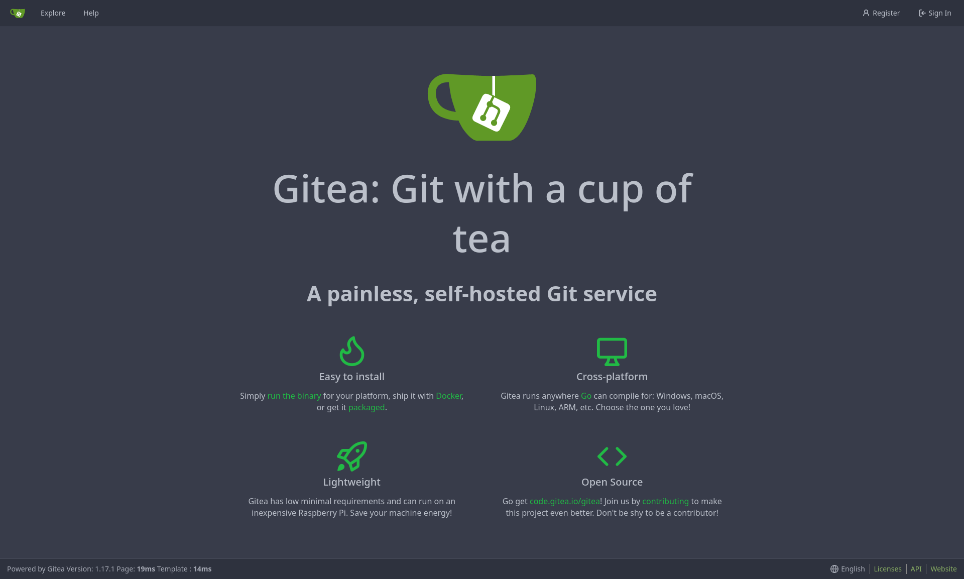 Gitea homepage